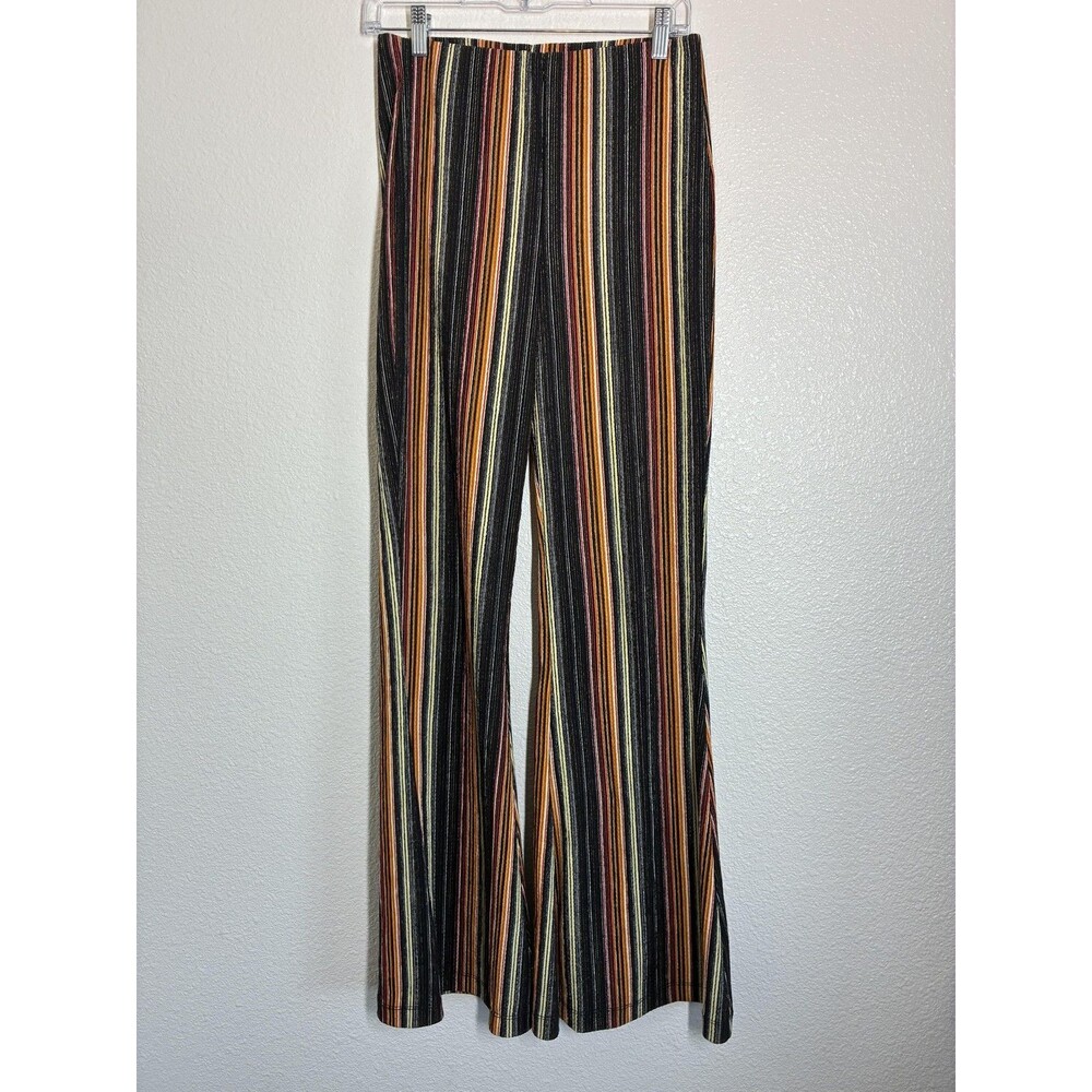 Free People Kitty Flare Pants Womens S Multicolor Stripe Elastic Waist Pull On - Picture 2 of 14